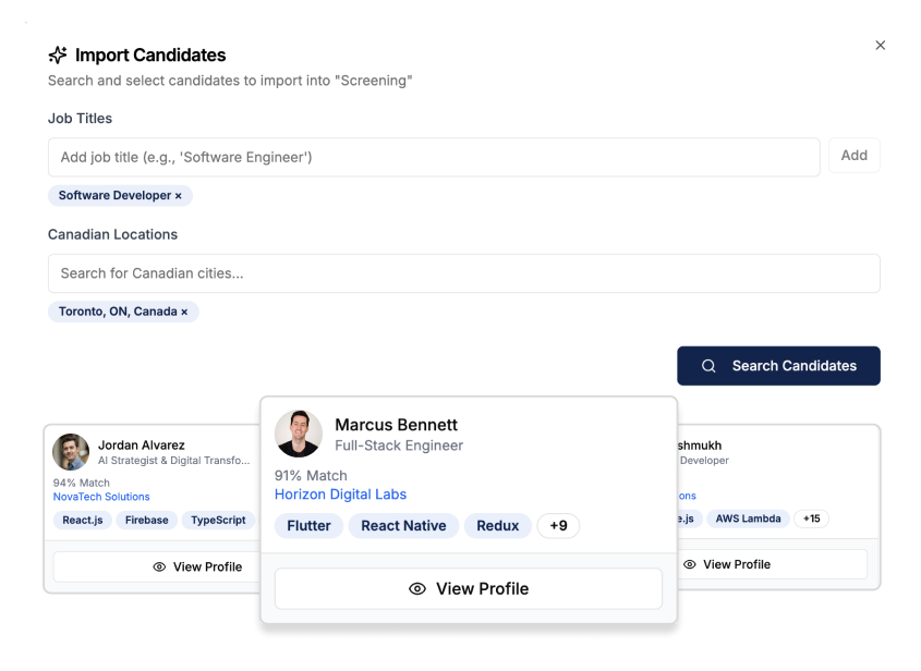 Applicant Tracking System Interface